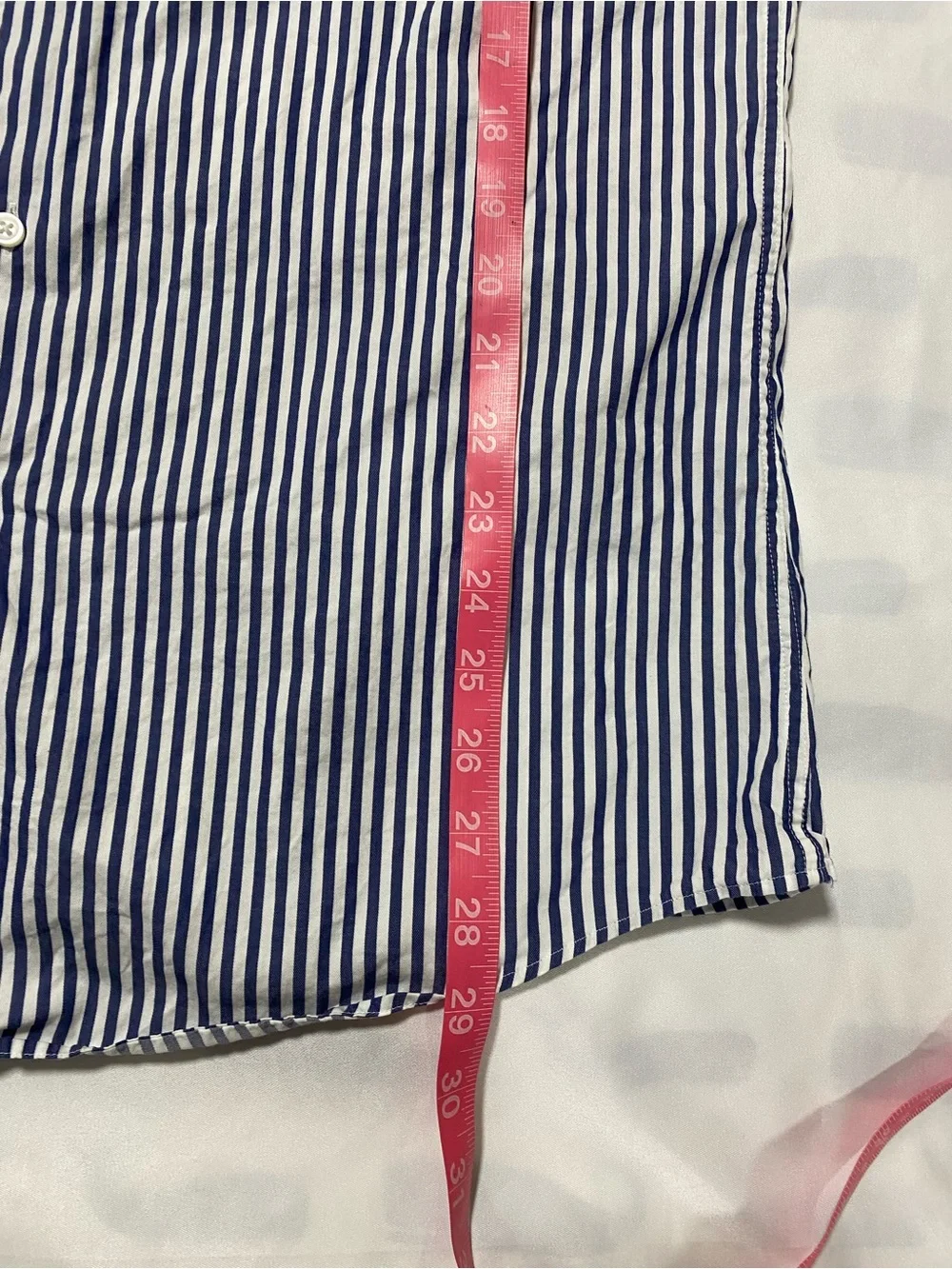 Hugo Boss Navy & White Striped Stand-Collar Dress Shirt